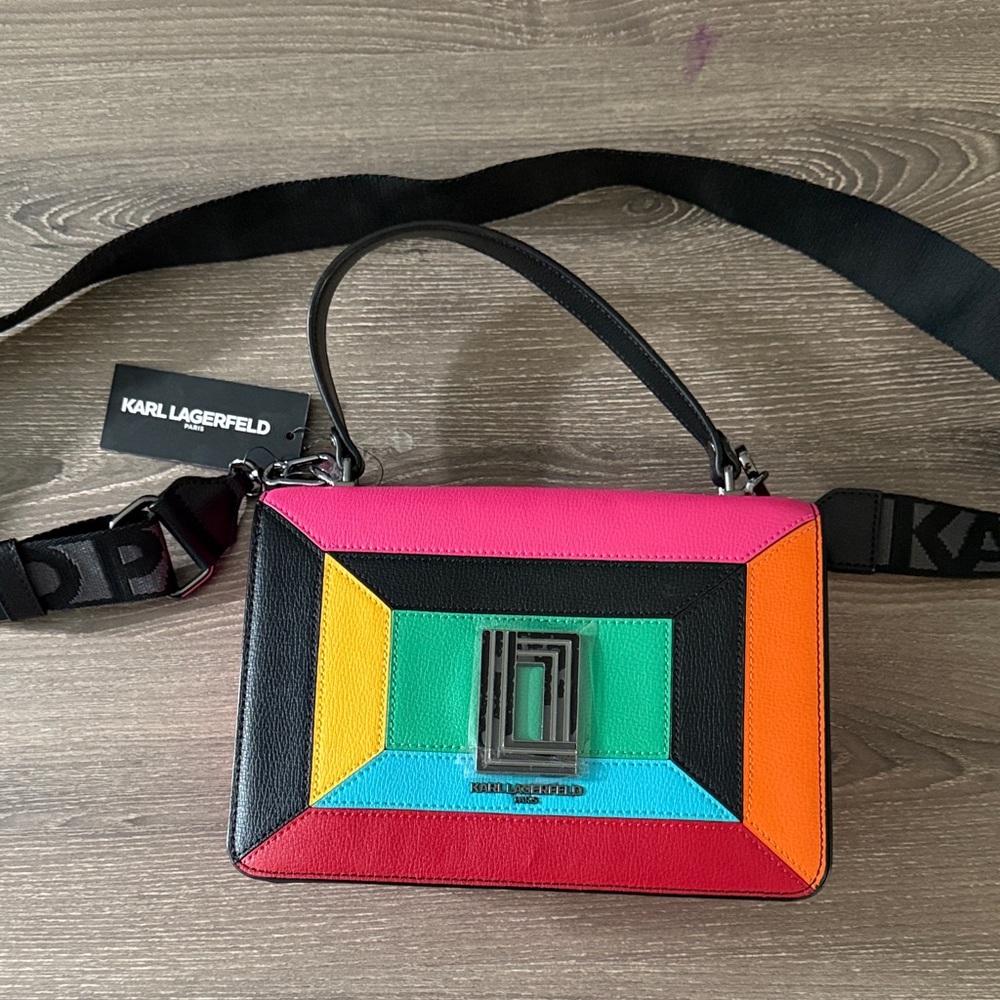 Karl Lagerfeld Pink, Orange, and Green Crossbody Bag